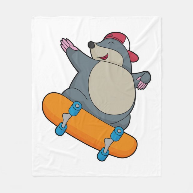 Manta Polar Mole como Skater con Skateboard (Anverso)