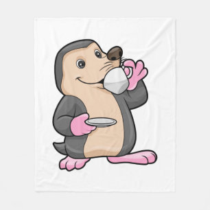 Manta Polar Mole con taza de café y sartén