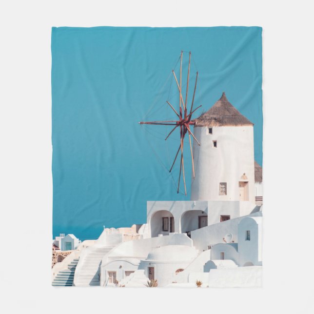 Manta Polar Molino de viento marrón y blanco (Anverso)