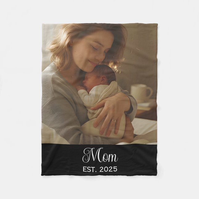 Manta Polar Mom Established Black Modern Script Photo (Anverso)