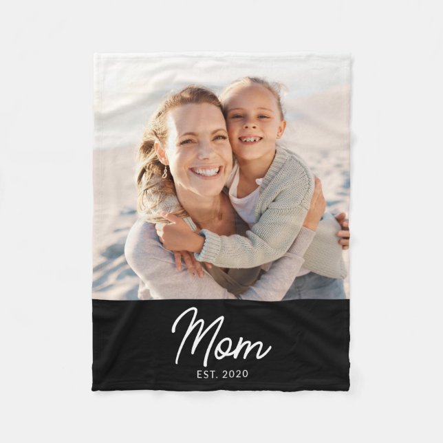 Manta Polar Mom Established Black Modern Script Photo (Anverso)