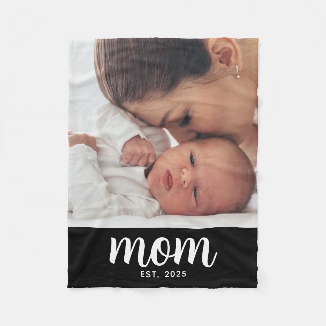 Manta Polar Mom Established Black Modern Script Photo (Anverso)