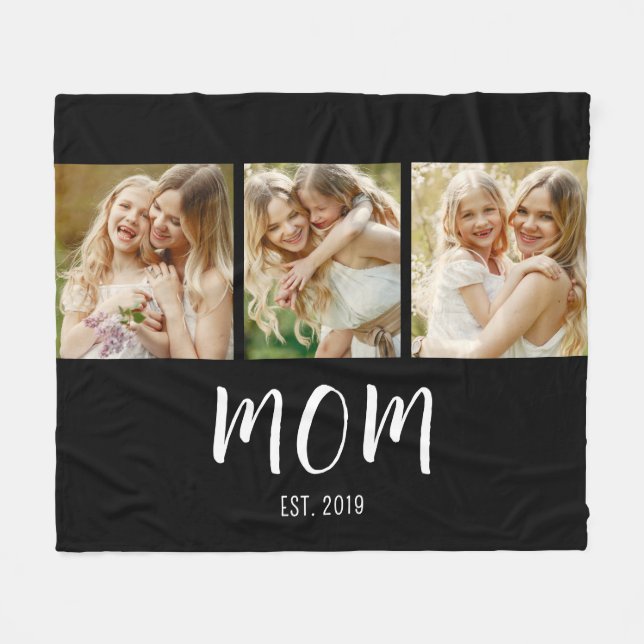 Manta Polar Mom Established Modern Bold Script Black 3 Photo (Frente (Horizontal))