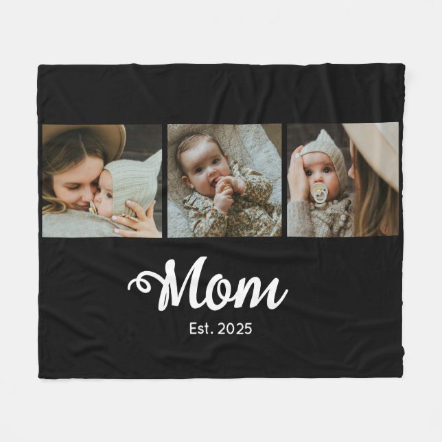 Manta Polar Mom Established Modern Bold Script Black 3 Photo (Frente (Horizontal))