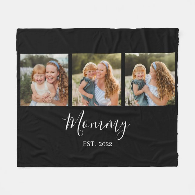 Manta Polar Mom Established Modern Script Black 3 Photo (Frente (Horizontal))