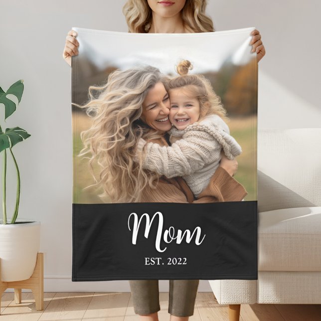 Manta Polar Mom Established Modern Typography Photo Black (Subido por el creador)