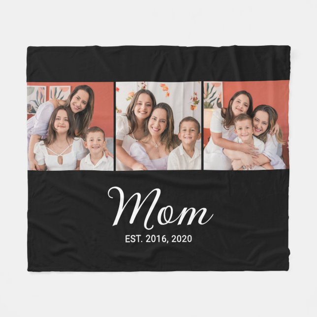 Manta Polar Mom Established Script Black 3 Photo (Frente (Horizontal))