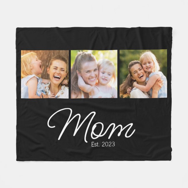 Manta Polar Mom Established Script Black 3 Photo (Frente (Horizontal))