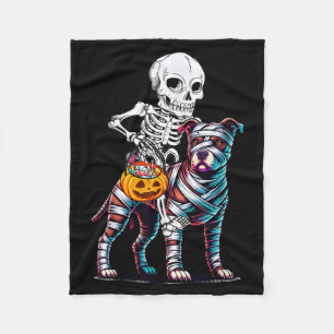 Manta Polar Momia en Esqueleto Perro Pitbull Halloween Diverti