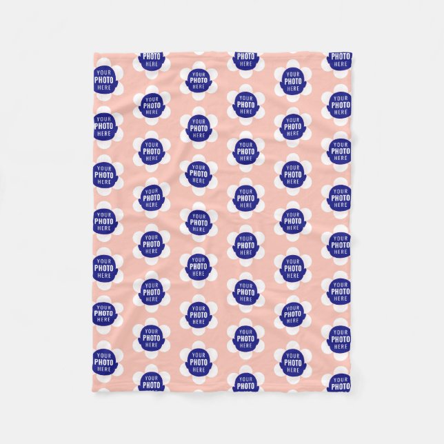 Manta Polar Mona Custom Cara Patrón de Flor Rosa (Anverso)
