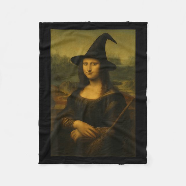 Manta Polar Mona Lisa Bruja de Halloween  (Anverso)