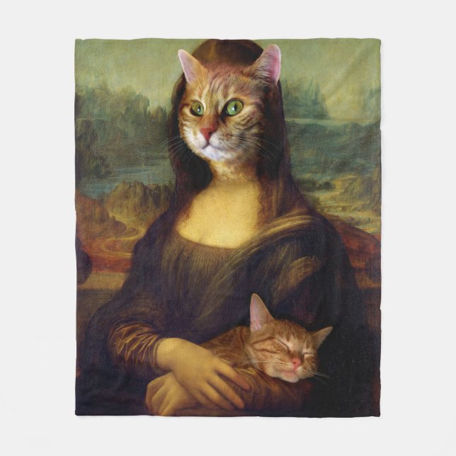 Manta Polar Mona Lisa Naranja Cat (Anverso)