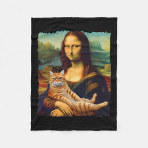 Manta Polar Mona Lisa sosteniendo un retrato de gato pintando