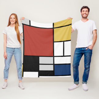 Manta Polar Mondrian Pintura de Plano Rojo Amarillo Azul Gris