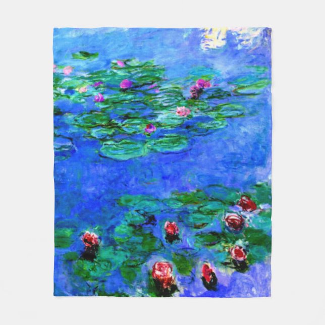 Manta Polar Monet - Lilies de agua (rojo) (Anverso)