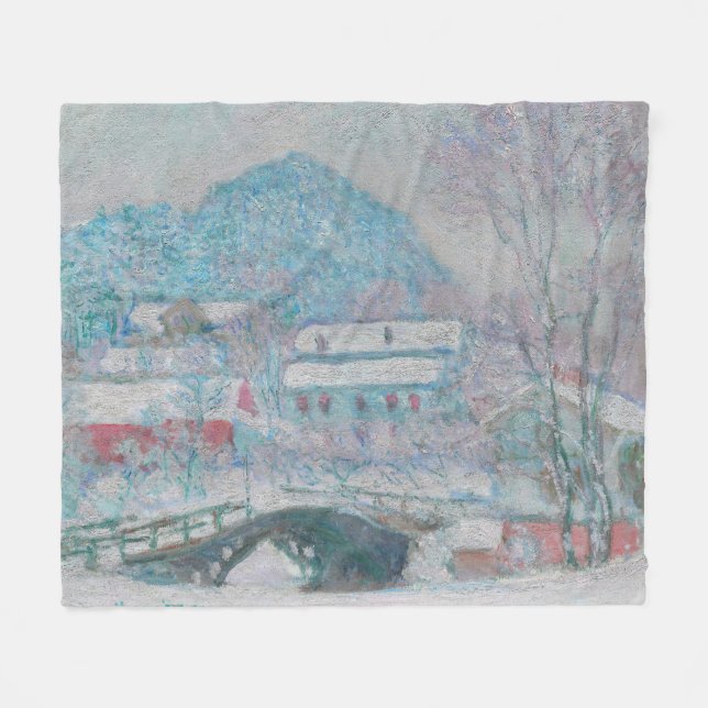 Manta Polar Monet - Noruega, aldea Sandviken en la nieve (Frente (Horizontal))