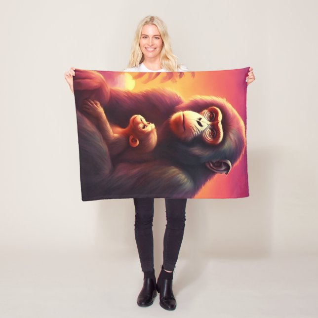 Manta Polar Monkey Fleece Blanket, 30"x40" (In situ)