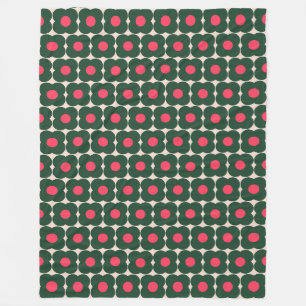 Manta Polar Mono Floral Retro Pop en Verde de Navidad 