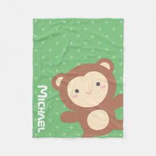Manta Polar Mono Kawaii Lindo con Lunares Verdes