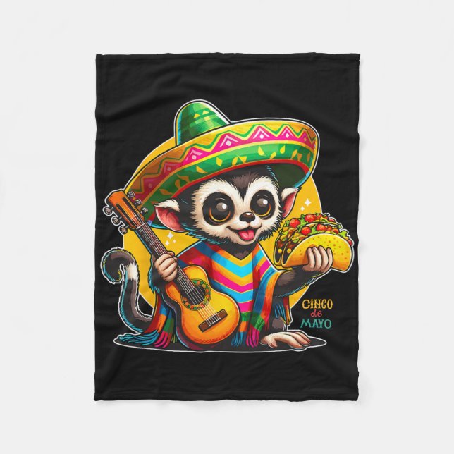 Manta Polar Mono Mexicano Con Sombrero Y Poncho Cinco (Anverso)
