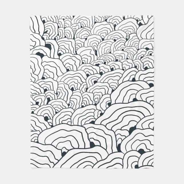 Manta Polar Monochrome Wave Pattern,  Modern Abstract Line Art (Anverso)
