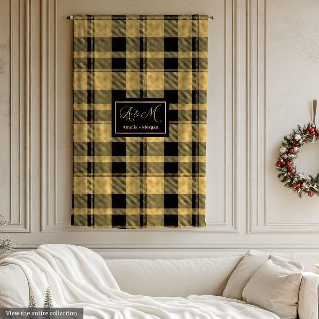 Manta Polar Monogram Blanket Elegant Black Gold Birthday Gift (Monogram Blanket Elegant Black Gold Birthday Gift)