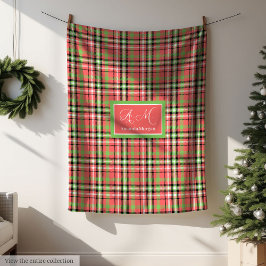 Manta Polar Monogram Christmas Blanket Classic Tartan Accent