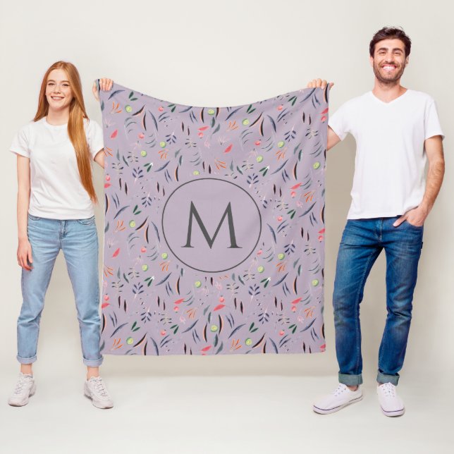 Manta Polar MONOGRAM Lilac Floral (In situ)