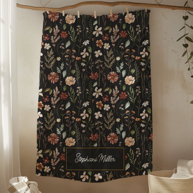 Manta Polar Monogram Watercolor Wildflower Floral Botanical (In situ)