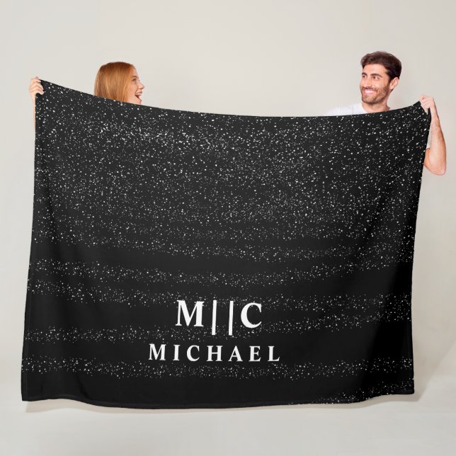 Manta Polar monograma abstracto moderno simple y blanco (In situ)