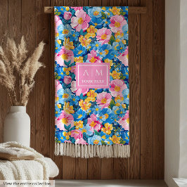 Manta Polar Monograma agua rosa caliente flores de adorno