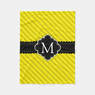 Manta Polar Monograma amarillo del personalizado del negro del