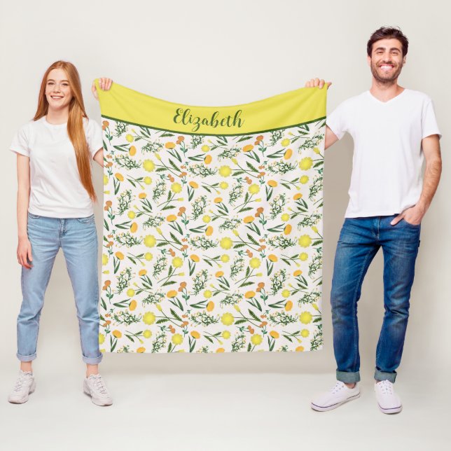 Manta Polar Monograma Amarillo Naranja Verde Floral Boho Moder (In situ)