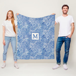 Manta Polar Monograma azul de William Morris Marigold