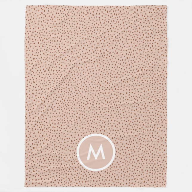 Manta Polar Monograma Beige de moda con Terracotta Boho Brown (Anverso)