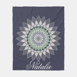 Manta Polar Monograma Boho Lavender Lotus Mandala