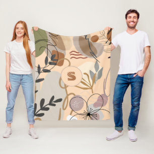 Manta Polar Monograma Boho moderno Resumen Floral