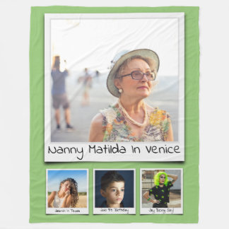 Manta Polar Monograma collage de fotos Nombres Pistachio Verde