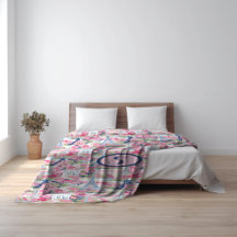 Monograma con estampado en París rosa y azul