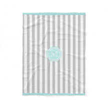 Monograma Cyan Gris y Blanco Tirado Fleece Blanque