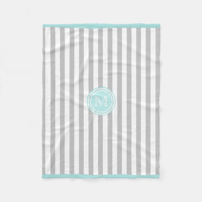 Manta Polar Monograma Cyan Gris y Blanco Tirado Fleece Blanque (Anverso)
