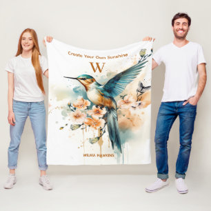 Manta Polar Monograma de ave húmeda elegante con nombre