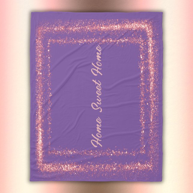 Manta Polar Monograma de borde Purpurina rosado sobre morado | (Subido por el creador)