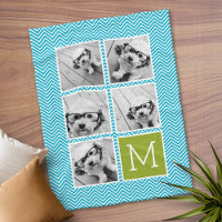 Monograma de Collage de fotos Aqua y Lime Instagra