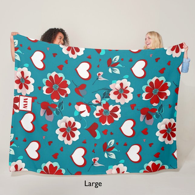 Manta Polar Monograma de coquetas florales y flores (Subido por el creador)