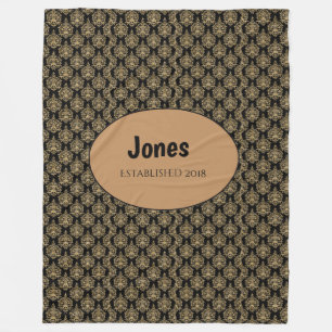 Manta Polar Monograma de damasco negro