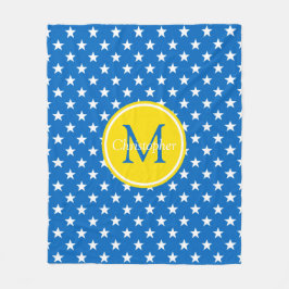 Manta Polar Monograma de días escolares con estrellas azules y