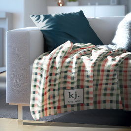 Manta Polar Monograma de Gingham Evergreen Suave