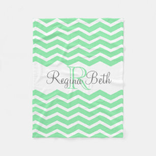 Manta Polar Monograma de gris verde de menta Keepsake Chevron