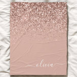 Manta Polar Monograma de guión de Purpurina rosa de Rubor dora<br><div class="desc">Oro Rosa - Nombre del monograma del Purpurina de la aguja rosada de Rubor y Mapa inicial de la flota. Esto hace que el dulce perfecto cumpleaños 16, boda, ducha de novia, aniversario, ducha de bebé o fiesta de soltera sea regalo para alguien que ama el lujo glam y los...</div>